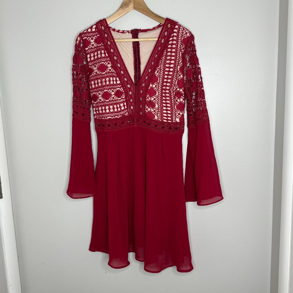 Bohemian Chiffon Wine Colored Women's Size Medium Dress Fairycore